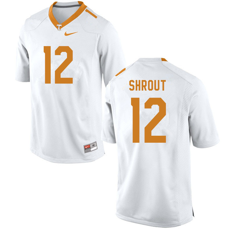 Men #12 J.T. Shrout Tennessee Volunteers College Football Jerseys Sale-White